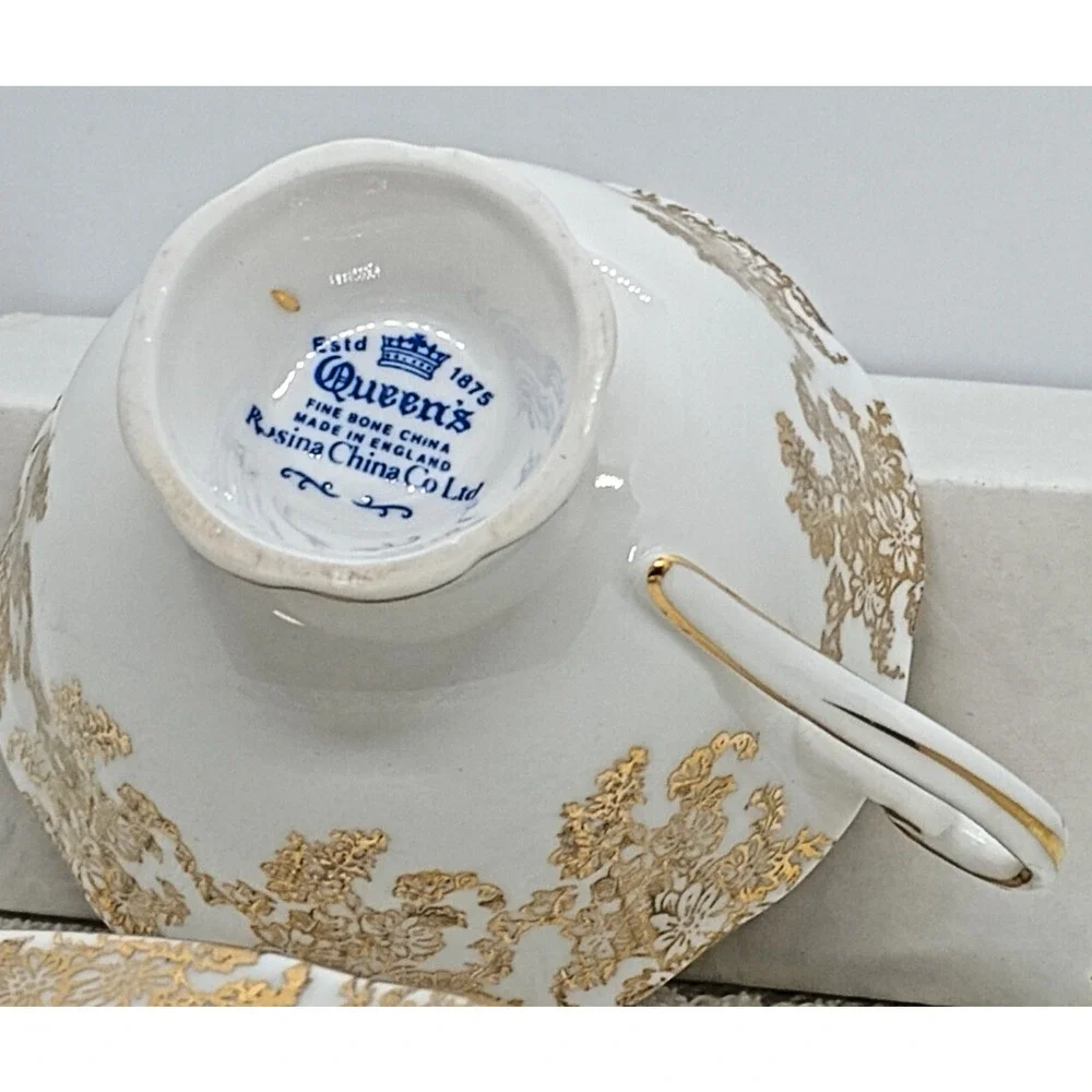 Queen's Fine Rosina Yellow Roses Bone China Tea Cup & Saucer England Estd 1875